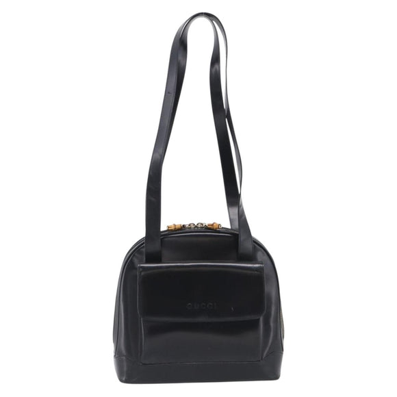 GUCCI Bamboo Tote Bag Patent leather Black Gold 001 3444 1650 Auth 216250