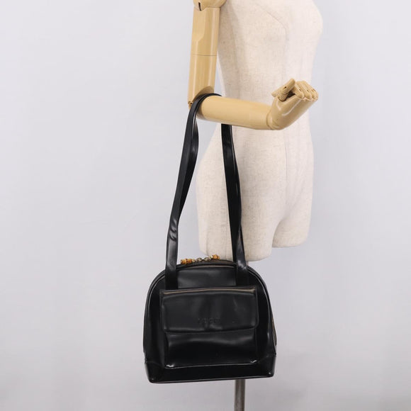 GUCCI Bamboo Tote Bag Patent leather Black Gold 001 3444 1650 Auth 216250
