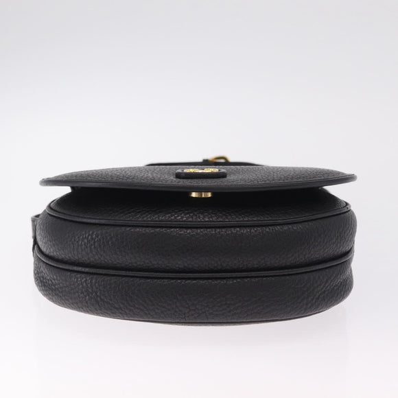 Valentino Shoulder Bag Leather Black Gold Auth 216251A