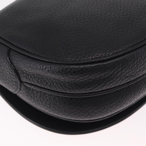 Valentino Shoulder Bag Leather Black Gold Auth 216251A
