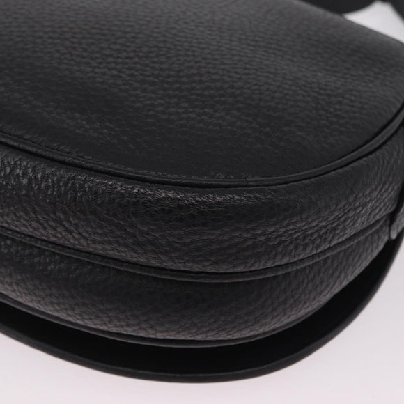 Valentino Shoulder Bag Leather Black Gold Auth 216251A