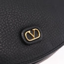 Valentino Shoulder Bag Leather Black Gold Auth 216251A-16
