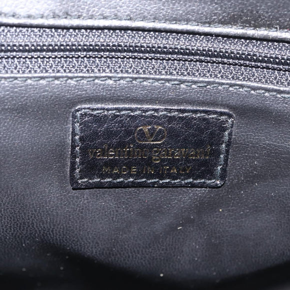 Valentino Shoulder Bag Leather Black Gold Auth 216251A