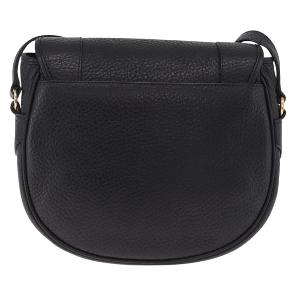 Valentino Shoulder Bag Leather Black Gold Auth 216251A