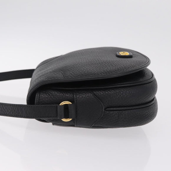 Valentino Shoulder Bag Leather Black Gold Auth 216251A