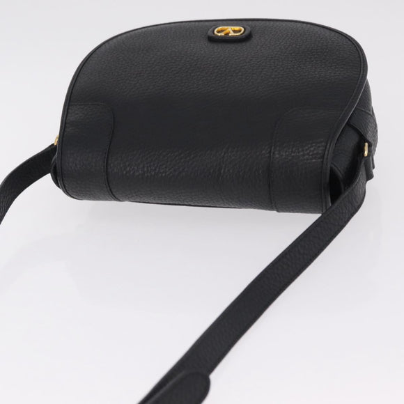 Valentino Shoulder Bag Leather Black Gold Auth 216251A