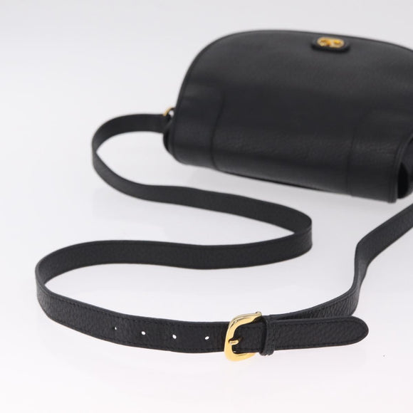 Valentino Shoulder Bag Leather Black Gold Auth 216251A