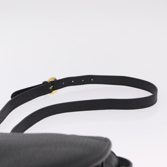 Valentino Shoulder Bag Leather Black Gold Auth 216251A