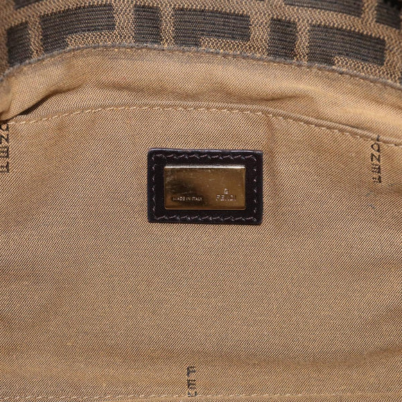 FENDI Zucca Canvas Shoulder Bag Brown Black Auth 216257