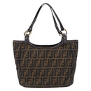 FENDI Zucca Canvas Shoulder Bag Brown Black Auth 216257-3