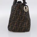 FENDI Zucca Canvas Shoulder Bag Brown Black Auth 216257-4