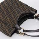 FENDI Zucca Canvas Shoulder Bag Brown Black Auth 216257-6