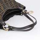 FENDI Zucca Canvas Shoulder Bag Brown Black Auth 216257-8