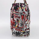 PRADA Tote Bag Nylon White Black Auth 216259-5