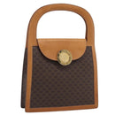 CELINE Macadam Canvas Hand Bag PVC Leather Brown Gold Auth 216265-1