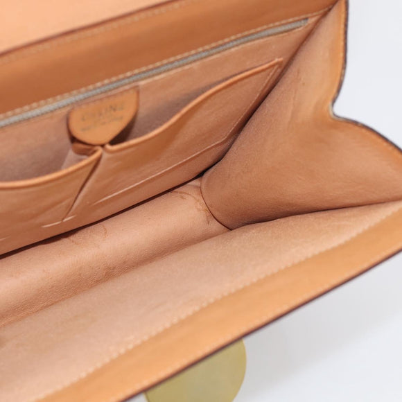 CELINE Macadam Canvas Hand Bag PVC Leather Brown Gold Auth 216265