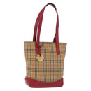 BURBERRY Nova Check Shoulder Bag Canvas Beige Gold Auth 216286A-1