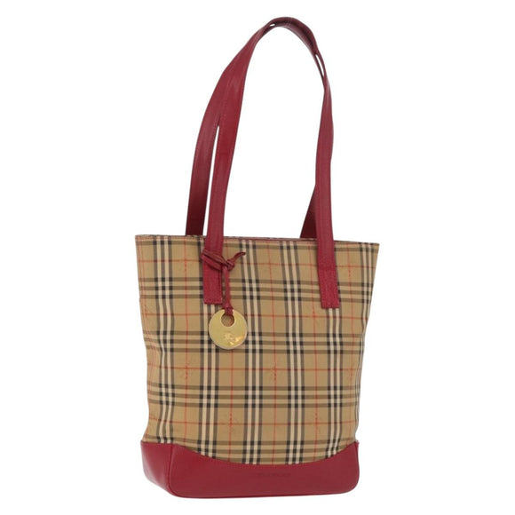 BURBERRY Nova Check Shoulder Bag Canvas Beige Gold Auth 216286A