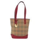 BURBERRY Nova Check Shoulder Bag Canvas Beige Gold Auth 216286A-2