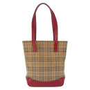 BURBERRY Nova Check Shoulder Bag Canvas Beige Gold Auth 216286A-3