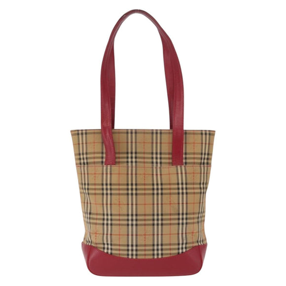BURBERRY Nova Check Shoulder Bag Canvas Beige Gold Auth 216286A