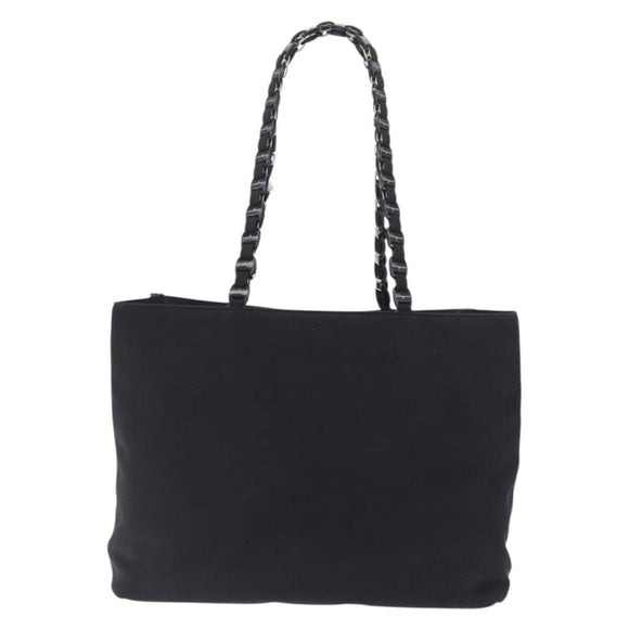 Salvatore Ferragamo Vala Tote Bag Canvas Black Silver Auth 216287A
