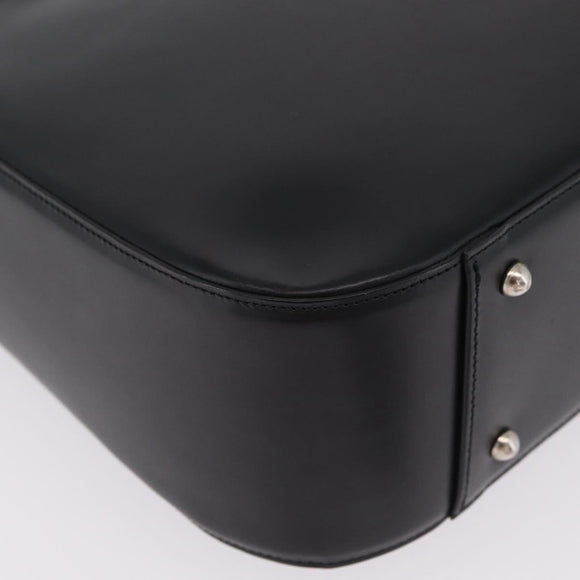Burberrys Tote Bag Leather Black Silver Auth 216296A