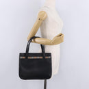 Burberrys Tote Bag Leather Black Silver Auth 216296A-26