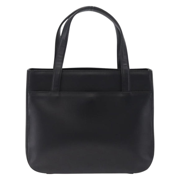 Burberrys Tote Bag Leather Black Silver Auth 216296A