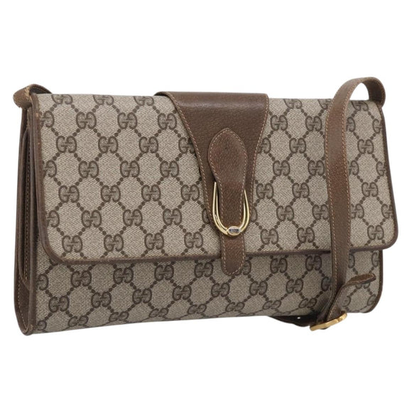 GUCCI GG Supreme Shoulder Bag PVC Beige Gold 904 02 050 Auth 216297