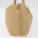 LOEWE Hand Bag Leather Beige Gold Auth 216303-5