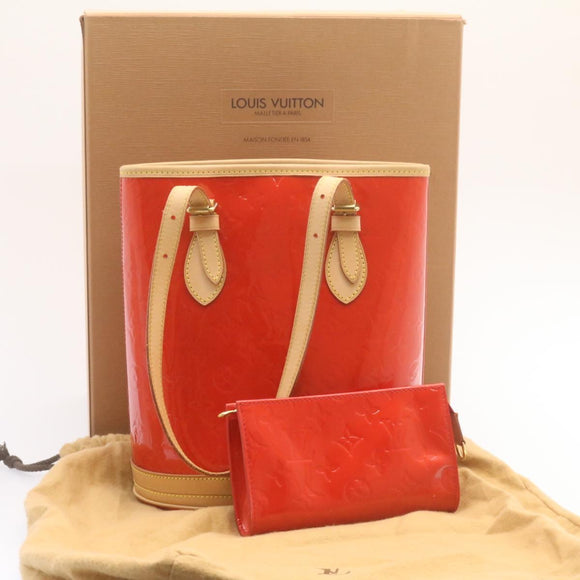 LOUIS VUITTON Monogram Vernis Bucket PM Shoulder Bag SP Order Rouge Auth 22324SM