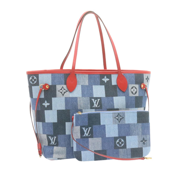 LOUIS VUITTON Monogram Denim Neverfull MM Tragetasche Blau M44981 LV Auth 22325SM