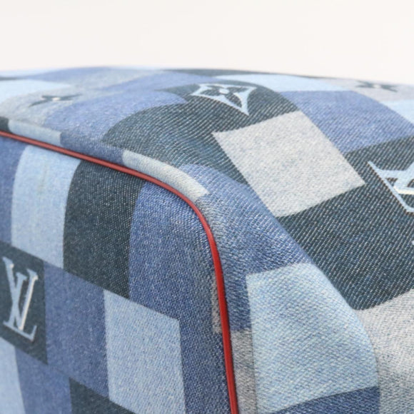 LOUIS VUITTON Monogram Denim Neverfull MM Tragetasche Blau M44981 LV Auth 22325SM