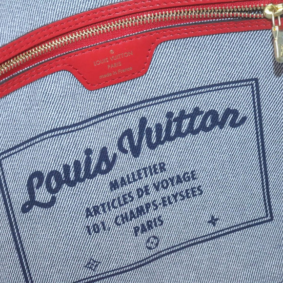 LOUIS VUITTON Monogram Denim Neverfull MM Tragetasche Blau M44981 LV Auth 22325SM