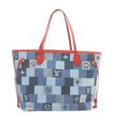 LOUIS VUITTON Monogram Denim Neverfull MM Tragetasche Blau M44981 LV Auth 22325SM-13