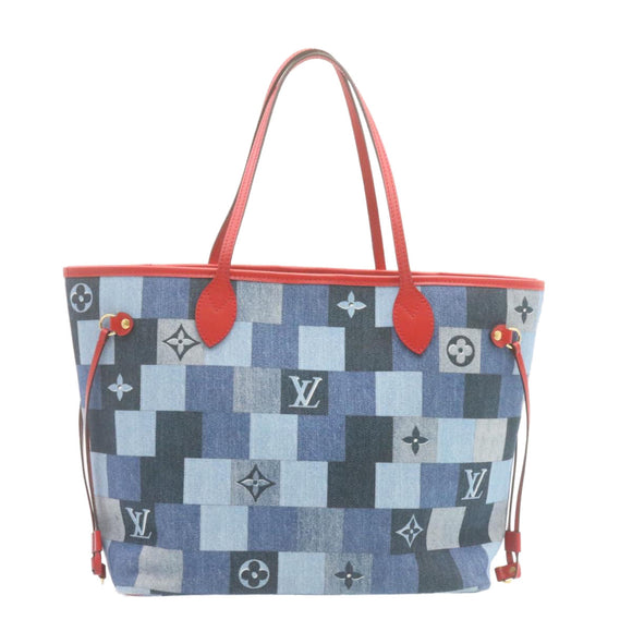 LOUIS VUITTON Monogram Denim Neverfull MM Tragetasche Blau M44981 LV Auth 22325SM