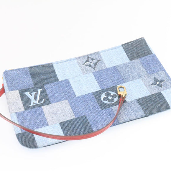 LOUIS VUITTON Monogram Denim Neverfull MM Tragetasche Blau M44981 LV Auth 22325SM