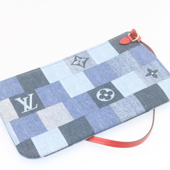 LOUIS VUITTON Monogram Denim Neverfull MM Tragetasche Blau M44981 LV Auth 22325SM