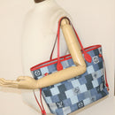 LOUIS VUITTON Monogram Denim Neverfull MM Tragetasche Blau M44981 LV Auth 22325SM-25