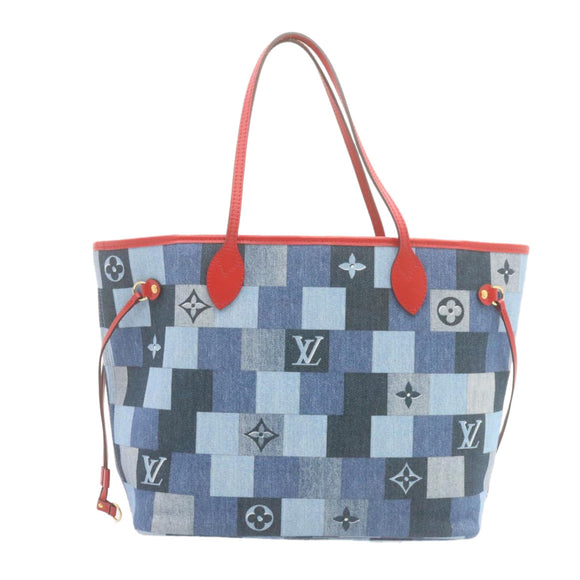 LOUIS VUITTON Monogram Denim Neverfull MM Tragetasche Blau M44981 LV Auth 22325SM