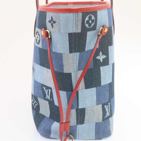 LOUIS VUITTON Monogram Denim Neverfull MM Tote Bag Blue M44981 LV Auth 22325SM
