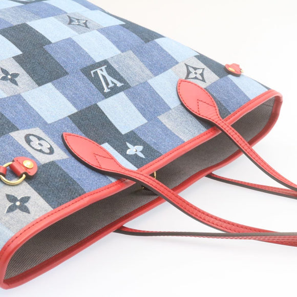 LOUIS VUITTON Monogram Denim Neverfull MM Tragetasche Blau M44981 LV Auth 22325SM