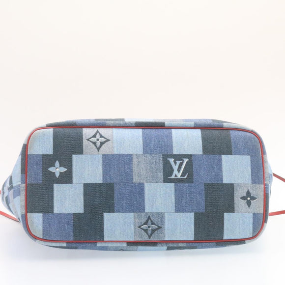 LOUIS VUITTON Monogram Denim Neverfull MM Tote Bag Blue M44981 LV Auth 22325SM