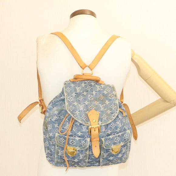 LOUIS VUITTON Monogram Denim Sac a Dos GM Backpack Blue M95056 LV Auth 23405V