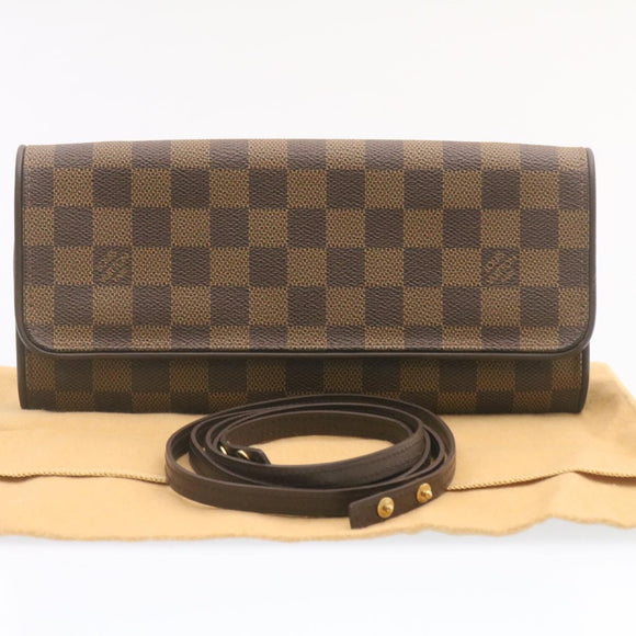 LOUIS VUITTON Damier Ebene Pochette Twin GM Shoulder Bag N51851 LV Auth 24679A