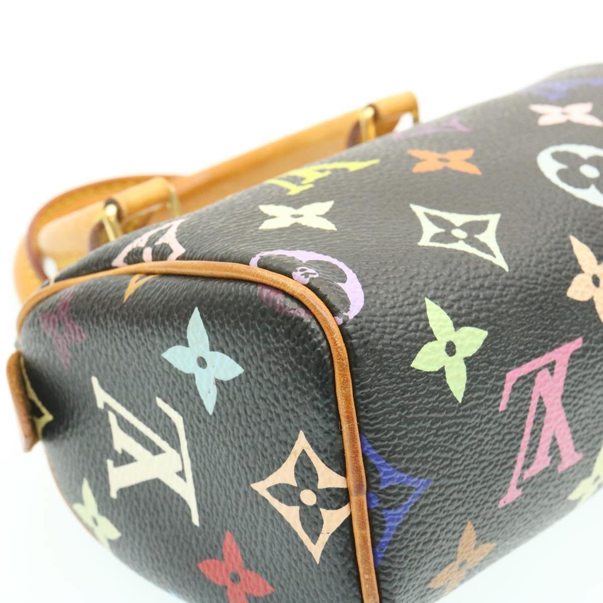 LOUIS VUITTON Monogram Multicolor Mini Speedy Hand Bag Black M92644 Auth 25204A