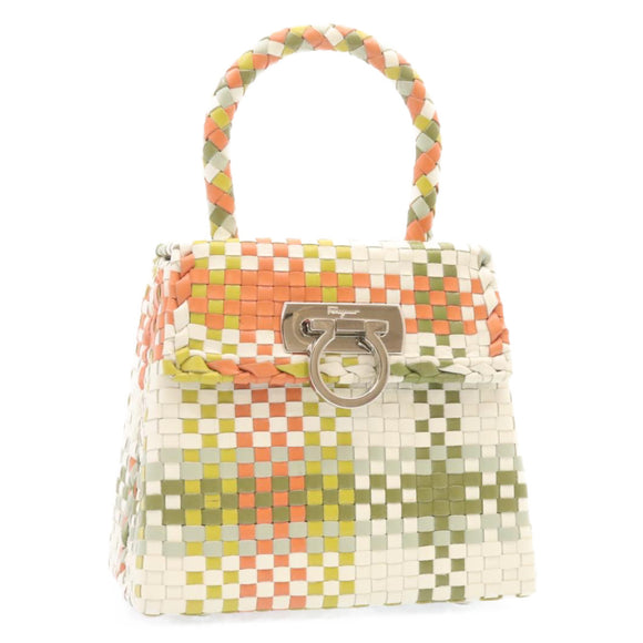 Salvatore Ferragamo INTRECCIATO Gancini Hand Bag Multicolor Auth 25306V