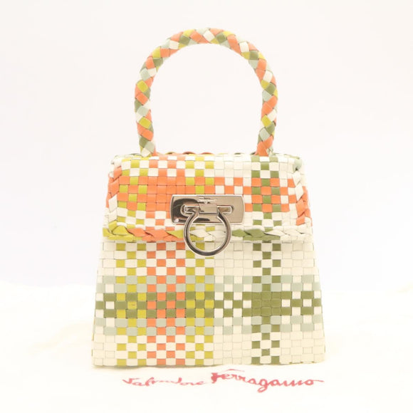 Salvatore Ferragamo INTRECCIATO Gancini Hand Bag Multicolor Auth 25306V