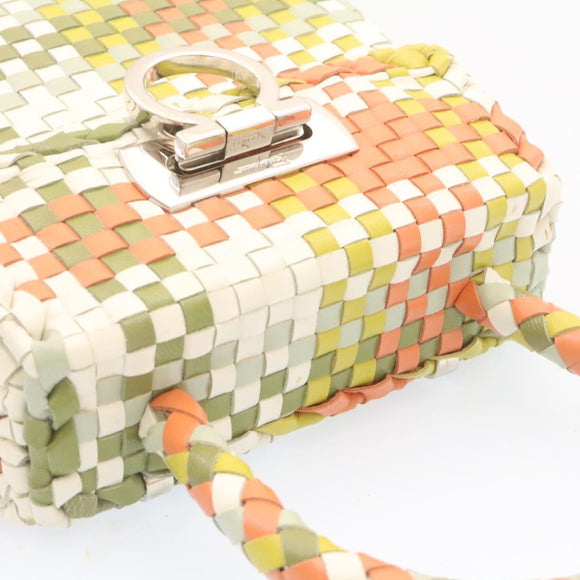 Salvatore Ferragamo INTRECCIATO Gancini Hand Bag Multicolor Auth 25306V